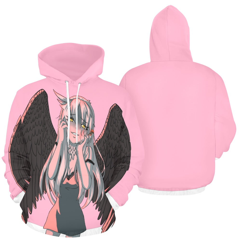 Womens Raptor Chan Pink Love Poly Hoodie White Accents