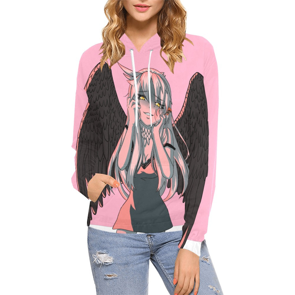 Womens Raptor Chan Pink Love Poly Hoodie White Accents