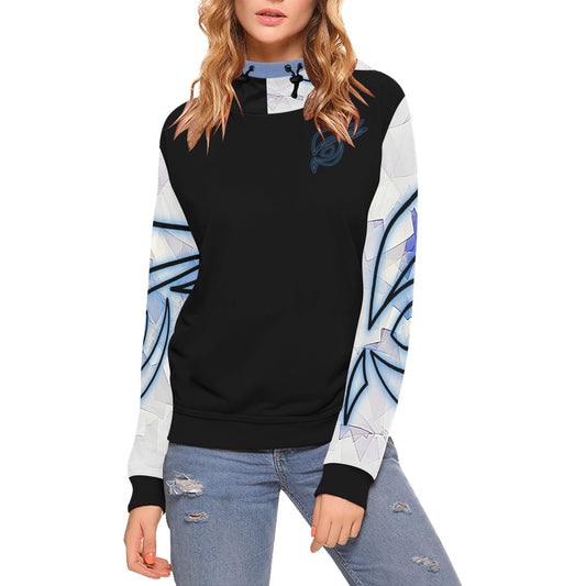 Blue Wrap Raptor Abstract Pullover Hoodie for Women
