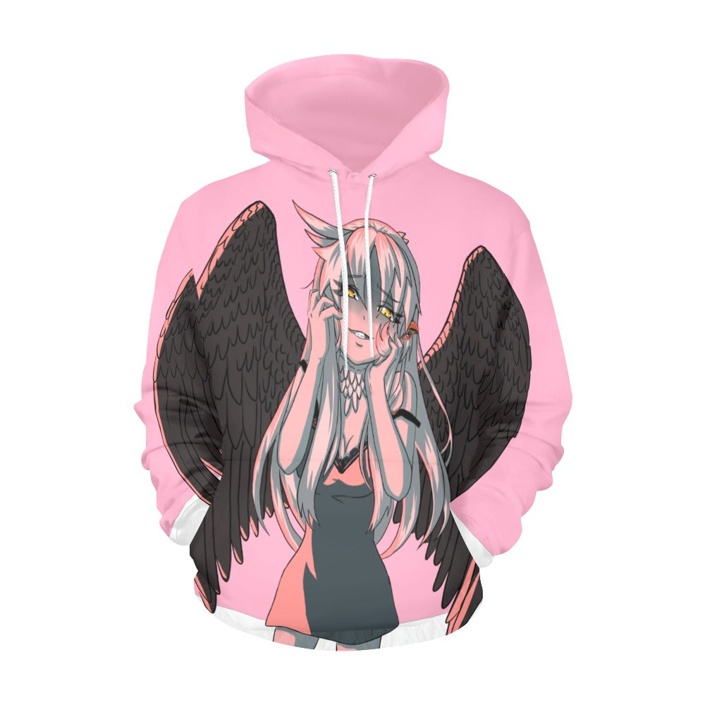 Womens Raptor Chan Pink Love Poly Hoodie White Accents